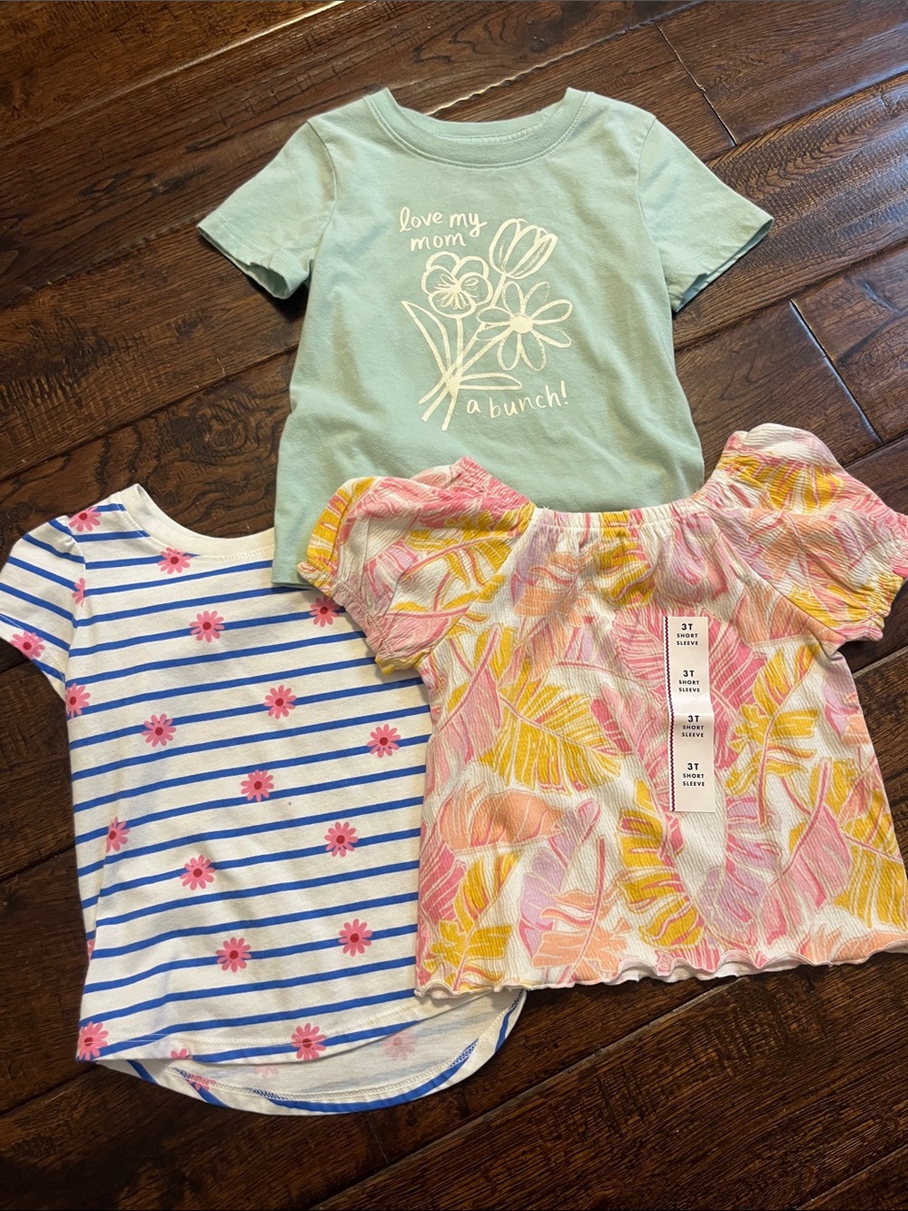 Cat & Jack Girls' Short Sleeve Tee Set — Mint, White & Pink Floral